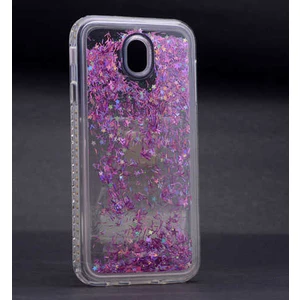 Vardar Aksesuar Galaxy J7 Pro - J730 Pro Uyumlu Kılıf Özel Tasarım Sıralı Taşlı Sıvılı Simli Silikon Kapak