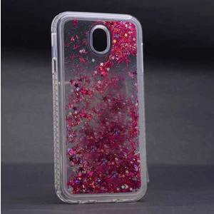 Vardar Aksesuar Galaxy J7 Pro - J730 Pro Uyumlu Kılıf Özel Tasarım Sıralı Taşlı Sıvılı Simli Silikon Kapak