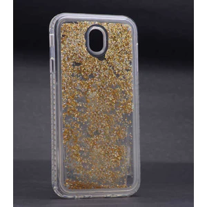 Vardar Aksesuar Galaxy J7 Pro - J730 Pro Uyumlu Kılıf Özel Tasarım Sıralı Taşlı Sıvılı Simli Silikon Kapak