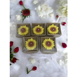 Aralmini 20 Adet Ayçicek Temalı Mum Hediyelik Düğün, Kına, Doğum