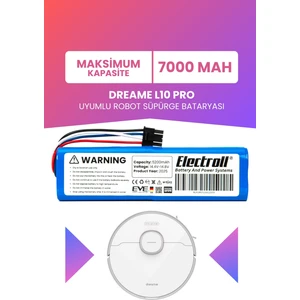 Dreame L10 Pro Uyumlu Batarya (Maksimum Kapasite) 7000MAH Pil Robot Süpürge Bataryası Değişimi