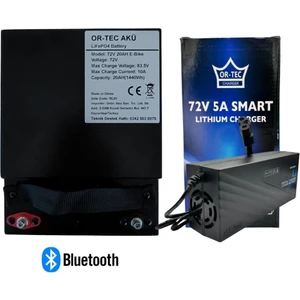 Ortec 72V 20AH Lifepo4 Bluetooth Özellikli - 72V 5A 72V 5A Li-Ion ve Lifepo4 Akü Şarj Cihazı Seti