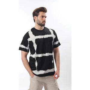 Siyah Bisiklet Yaka Baskılı Basic Erkek T-Shirt E7109