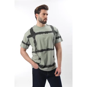 Mint Yeşili Bisiklet Yaka Baskılı Basic Erkek T-Shirt E7109
