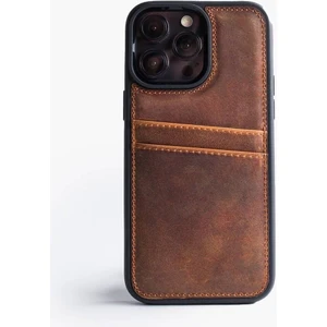 El Yapımı Hakiki Deri İphone 15 Plus Back Cover CC Kılıfı