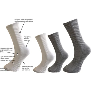 Silk Step Fit Line 4'lü Beyaz-Gri Erkek ve Bayan Spor Çorabı , Active - Fonksiyonel (2çift Beyaz - 2çift Gri)