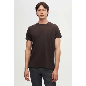 Slim Fit Kahverengi Bisiklet Yaka %100 Pamuklu Nefes Alabilen T-shirt 4HC141996753M
