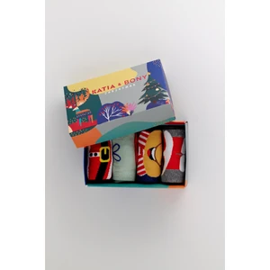 Katia & Bony Yeniyıl Desenli 4 lü  Paket Kutulu Soket Çorap