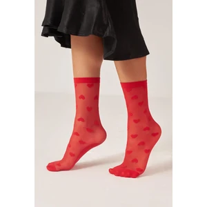 Katia & Bony Kadın Kalpli İnce Soket Çorap Kırmızı