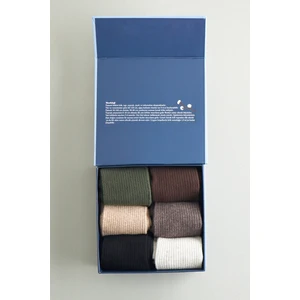 Katia & Bony Erkek 6 Lı Paket Kutulu Premium Soket Çorap Kahverengi Karışık