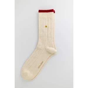 Erkek Zımbalı Ekose Soket Çorap Ekru-Bordo