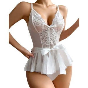 Kadın Fantezi Babydoll Dantel Gecelik T001 Beyaz