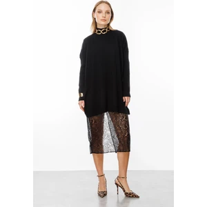 Yarım Balıkçı Triko Tunik-Siyah