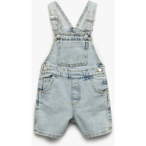 Pamuklu Ayarlanabilir Askılı Cep Detaylı Denim Salopet Şort