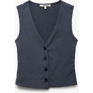 Slim Fit Kolsuz Düğmeli V Yaka Yelek