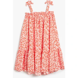 Viskon Elbise Ince Askılı Çiçek Desenli