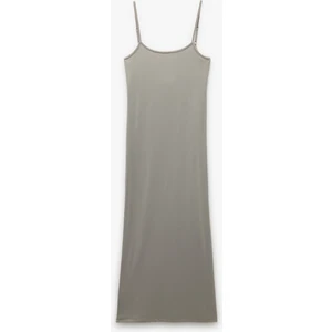 Slim Fit Ince Askılı Uzun Elbise