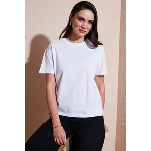 Pamuklu Oversize Fit Bisiklet Yaka T Shirt Bayan T Shirt 5866097
