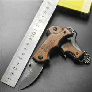 Isme Özel Buck Serisi X44 Ahşap Kabzeli Cep Cep Kamp Outdoor Bıçağı