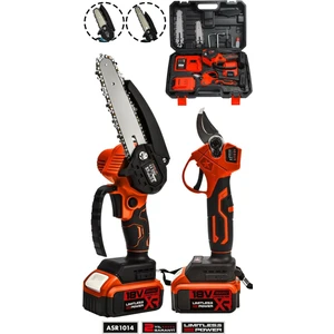 18V Çift Akülü Çelik Şanzıman Dal Budama Makası & Testeresi 2 Li Set