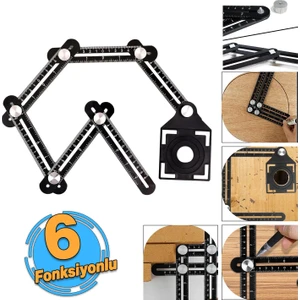 Alüminyum Gönye 6 Fonksiyonlu Açı Cetvel Ölçme Ölçüm Fayans Delme Konumlandırma Cetveli 1 Adet