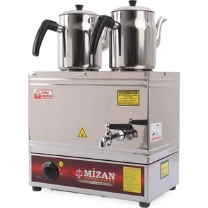 Çift Demlikli Elektrikli Pleytsiz Çay Kazanı + 2 Adet Demlik