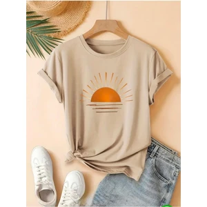 Güneş Baskılı Basic T-Shirt