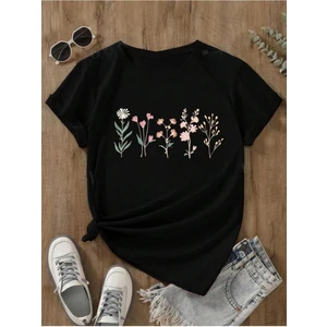 Lavanta Desen Baskılı Basic T-Shirt