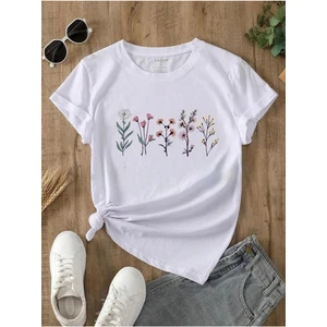 Lavanta Desen Baskılı Basic T-Shirt