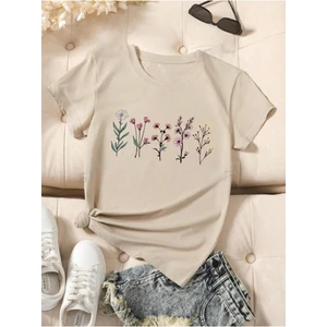 Lavanta Desen Baskılı Basic T-Shirt