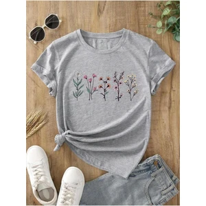 Lavanta Desen Baskılı Basic T-Shirt