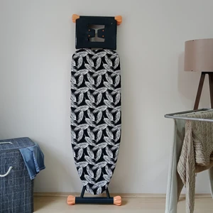 Asev Home Ütü Masası Kılıfı Büyük Boy İpli Stoperli Keçeli Kılıfı Örtüsü Bezi 55 x 140 cm Black White