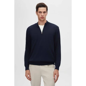 Ds Damat Slim Fit Lacivert Yarım Fermuarlı Triko Kazak