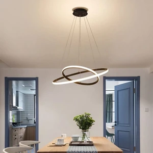 Pasion Oturma Odası,Salon,Yatak Odası İçin 2'li Siyah Renk Beyaz Led Işıklı Modern Avize