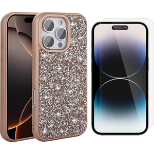 Apple iPhone 16 Pro Max Kılıf Parlak Taşlı Tasarım Zore Pırlanta Kapak + Nano Ekran Koruyucu