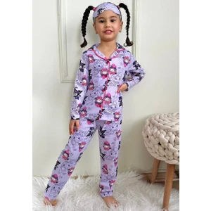 Kuromi Kız Çocuk Düğmeli Pijama Takımı