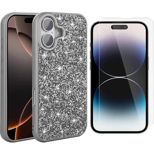 Apple iPhone 16 Kılıf Parlak Taşlı Tasarım Zore Pırlanta Kapak + Nano Ekran Koruyucu