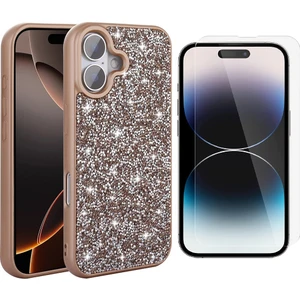 Apple iPhone 16 Kılıf Parlak Taşlı Tasarım Zore Pırlanta Kapak + Nano Ekran Koruyucu