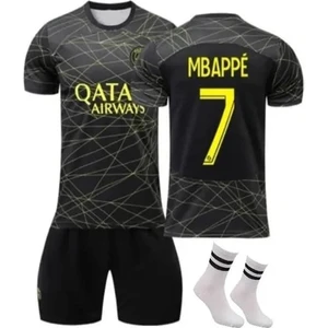 Psg Mbappe Siyah-Gold Özel Tasarım Çocuk Forma Takımı 4'lü Set Çorap+Bileklik Hediyeli