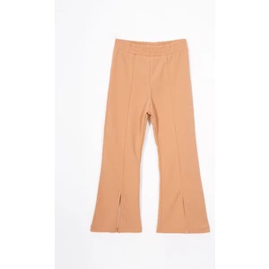 Ispanyol Paça Yırtmaç Detaylı Vizon Renk Kız Çocuk Pantolon