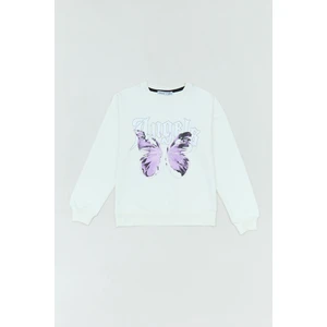 Angel ve Kelebek Baskılı Kız Çocuk Sweatshirt