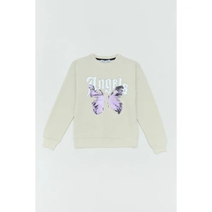 Angel ve Kelebek Baskılı Kız Çocuk Sweatshirt