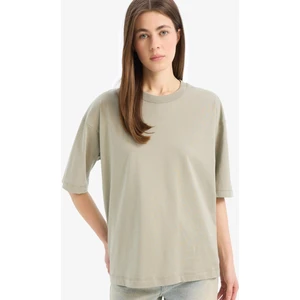 Oversize Geniş Kalıp Bisiklet Yaka Basic Düz Penye Kısa Kollu Tişört C0099AX25SP