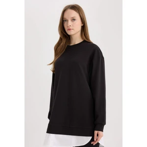 Regular Fit Bisiklet Yaka Basic Düz Sweatshirt Tunik