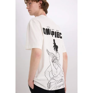 %100 Pamuk One Piece Boxy Fit Bisiklet Yaka Sırt Baskılı Kısa Kollu Tişört D5457AX25SP