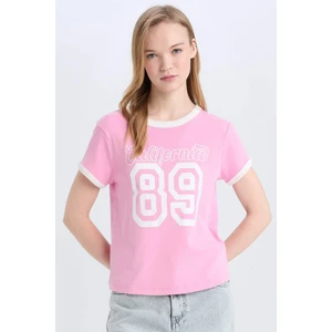Coool Regular Fit Bisiklet Yaka Baskılı Ribana Kısa Kollu Tişört E0675AX25SM