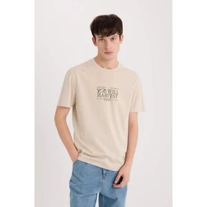 %100 Pamuk Regular Fit Bisiklet Yaka Baskılı Kısa Kollu Tişört D6204AX25SP
