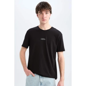 Regular Fit Bisiklet Yaka Baskılı Kısa Kollu Tişört E5179AX25SM