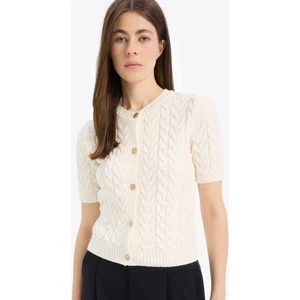 Regular Fit Bisiklet Yaka Triko Kısa Kollu Hırka E6882AX25SM