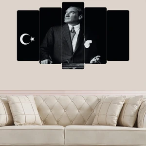 Zevahir Mobilya Dekorasyon 5 Parça Mdf Mustafa Kemal Atatürk Tablosu